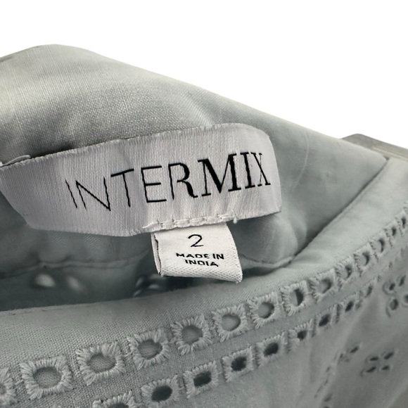 INTERMIX Womens Malia Scalloped Eyelet Shorts Size 2 Blue Lined High Rise - Picture 11 of 12